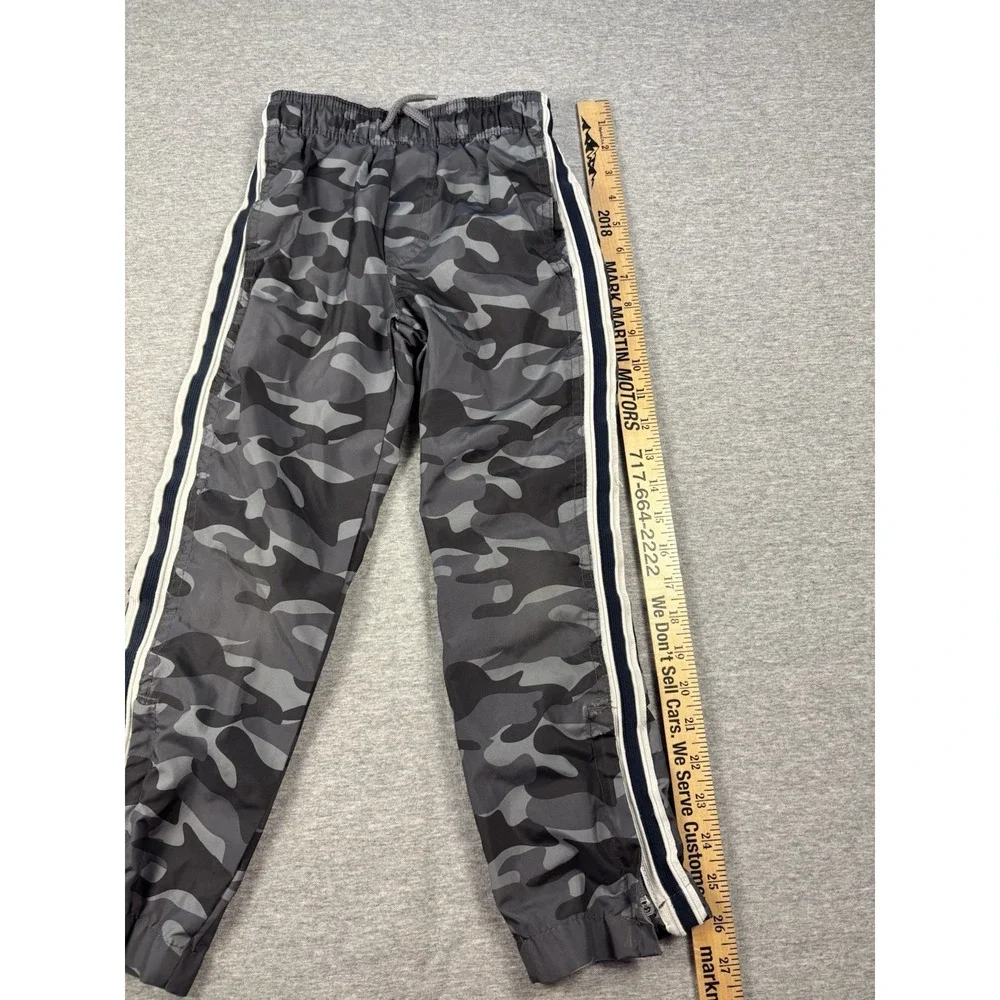 OshKosh B'Gosh Boys Track Pants Grey Camo Boys 6/6A Side Stripes Bottoms Zip